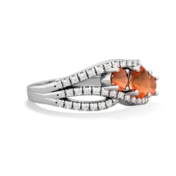 Fire Opal Three Stone Aurora 14K White Gold ring R3080