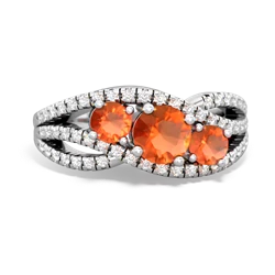 Citrine Three Stone Aurora 14K White Gold ring R3080