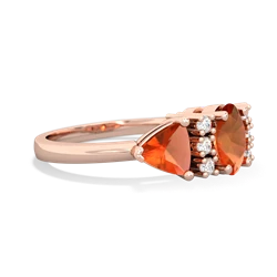 Lab Ruby Antique Style Three Stone 14K Rose Gold ring R2186