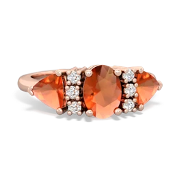 Lab Pink Sapphire Antique Style Three Stone 14K Rose Gold ring R2186