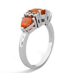 Fire Opal Antique Style Three Stone 14K White Gold ring R2186