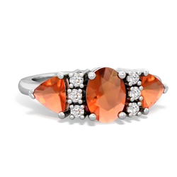 Fire Opal Antique Style Three Stone 14K White Gold ring R2186