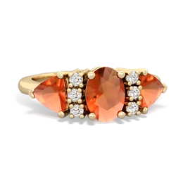 Citrine Antique Style Three Stone 14K Yellow Gold ring R2186