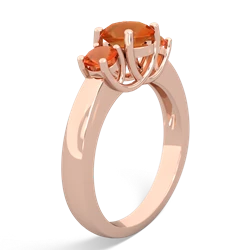 Fire Opal Three Stone Round Trellis 14K Rose Gold ring R4018