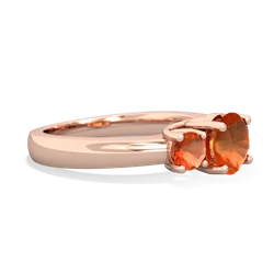 Pink Tourmaline Three Stone Round Trellis 14K Rose Gold ring R4018