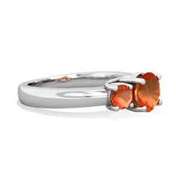 Citrine Three Stone Round Trellis 14K White Gold ring R4018