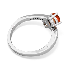 Fire Opal Channel Set Two Stone 14K White Gold ring R5303