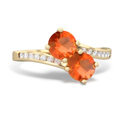 Fire Opal Channel Set Two Stone 14K Yellow Gold ring R5303