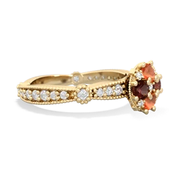 Fire Opal Sparkling Tiara Cluster 14K Yellow Gold ring R26293RD