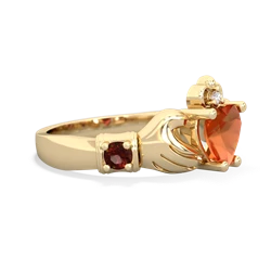 Fire Opal Claddagh Keepsake 14K Yellow Gold ring R5245