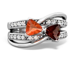 Fire Opal Bowtie 14K White Gold ring R2360