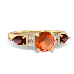 Fire Opal 6Mm Round Eternal Embrace Engagement 14K Yellow Gold ring R2005