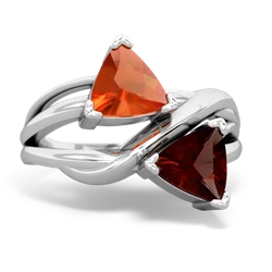 Fire Opal Split Band Swirl 14K White Gold ring R2341