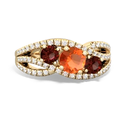 Fire Opal Three Stone Aurora 14K Yellow Gold ring R3080