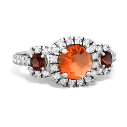 Fire Opal Regal Halo 14K White Gold ring R5350