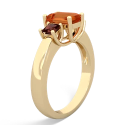 Fire Opal Three Stone Emerald-Cut Trellis 14K Yellow Gold ring R4021