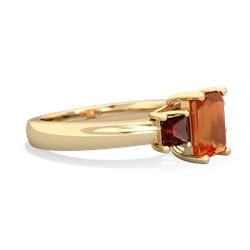 Fire Opal Three Stone Emerald-Cut Trellis 14K Yellow Gold ring R4021