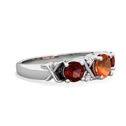 Fire Opal Hugs And Kisses 14K White Gold ring R5016