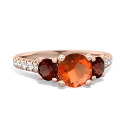 Fire Opal Pave Trellis 14K Rose Gold ring R5500