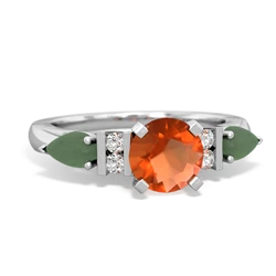 Fire Opal 6Mm Round Eternal Embrace Engagement 14K White Gold ring R2005