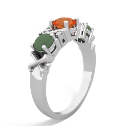 Fire Opal Hugs And Kisses 14K White Gold ring R5016