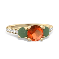 Fire Opal Pave Trellis 14K Yellow Gold ring R5500