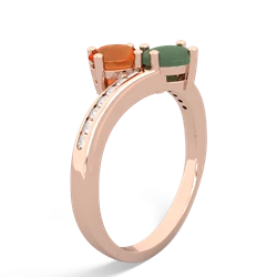 Fire Opal Channel Set Two Stone 14K Rose Gold ring R5303