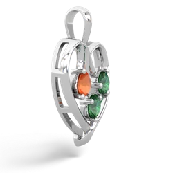 Fire Opal Glowing Heart 14K White Gold pendant P2233