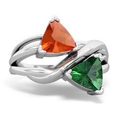 Fire Opal Split Band Swirl 14K White Gold ring R2341