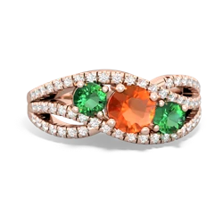 Fire Opal Three Stone Aurora 14K Rose Gold ring R3080