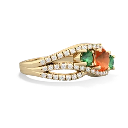 Fire Opal Three Stone Aurora 14K Yellow Gold ring R3080