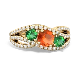 Fire Opal Three Stone Aurora 14K Yellow Gold ring R3080