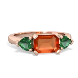 Fire Opal Three Stone 14K Rose Gold ring R5235