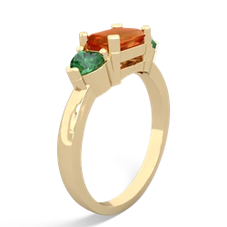 Fire Opal Three Stone 14K Yellow Gold ring R5235