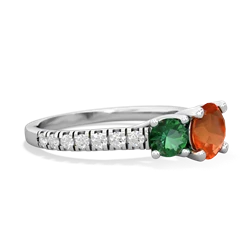 Fire Opal Pave Trellis 14K White Gold ring R5500