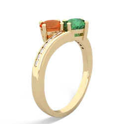 Fire Opal Channel Set Two Stone 14K Yellow Gold ring R5303