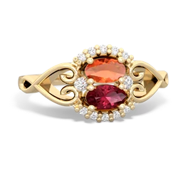 Fire Opal Love Nest 14K Yellow Gold ring R5860