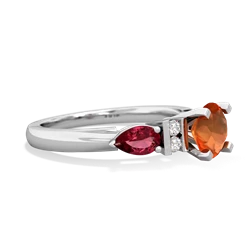 Fire Opal 6Mm Round Eternal Embrace Engagement 14K White Gold ring R2005