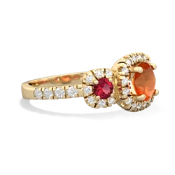 Fire Opal Regal Halo 14K Yellow Gold ring R5350