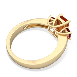 Fire Opal Three Stone Emerald-Cut Trellis 14K Yellow Gold ring R4021