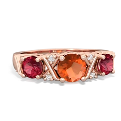 Fire Opal Hugs And Kisses 14K Rose Gold ring R5016