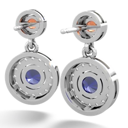 Fire Opal Halo Dangle 14K White Gold earrings E5319