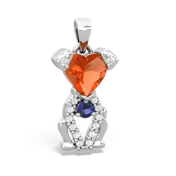 Fire Opal Puppy Love 14K White Gold pendant P5800