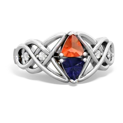 Fire Opal Keepsake Celtic Knot 14K White Gold ring R5300