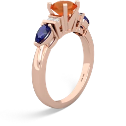 Fire Opal 6Mm Round Eternal Embrace Engagement 14K Rose Gold ring R2005