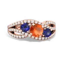 Fire Opal Three Stone Aurora 14K Rose Gold ring R3080