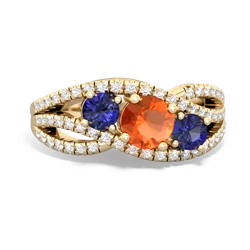 Fire Opal Three Stone Aurora 14K Yellow Gold ring R3080