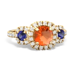 Fire Opal Regal Halo 14K Yellow Gold ring R5350