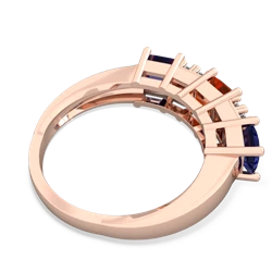 Fire Opal Three Stone Diamond Cluster 14K Rose Gold ring R2592