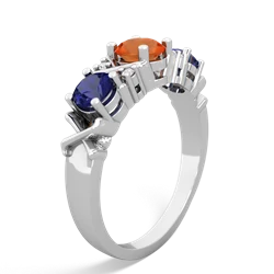 Fire Opal Hugs And Kisses 14K White Gold ring R5016